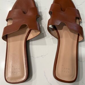 A New Day Women's Tan Slide Sandals